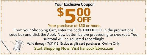 Does Hancock Fabrics offer online coupons?