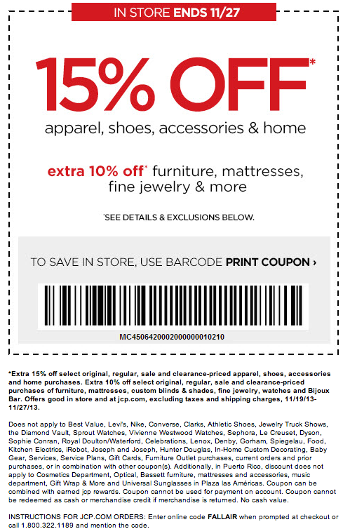 JCPenney Coupons 15 Off Printable